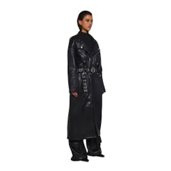 Dolls Kill Current Mood NWT Circuit Breaker Moto Trench Coat Sz XL Vegan Leather - Image 2