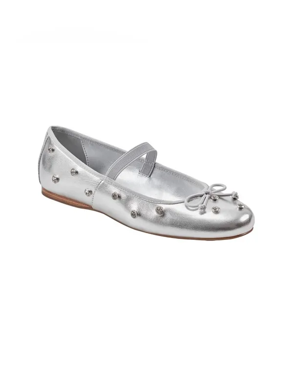 Bandolino Women' 5 Prity Mary Jane Embellished Ballet Silver Flats New - Image 2
