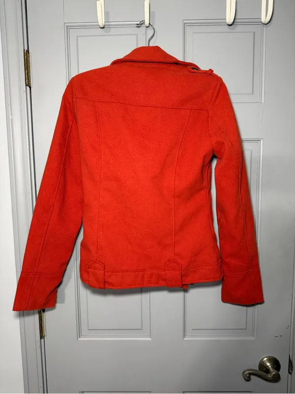 Charlotte Russe Bright Orange Double-Breasted Peacoat - Image 3