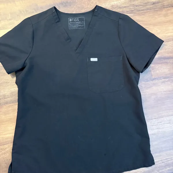 FIGS Technical Collection Black V-Neck Scrub Top Single Pocket Mens Size M - Image 2