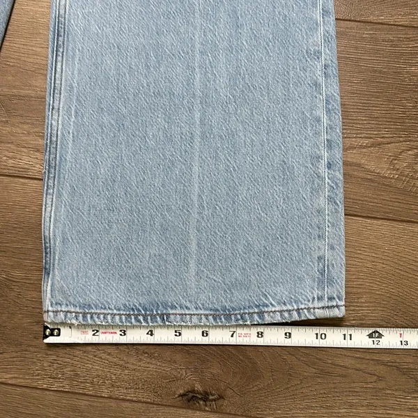 Abercrombie & Fitch Wide Leg High Rise Curve Love Blue Jeans Size 24 - Image 11