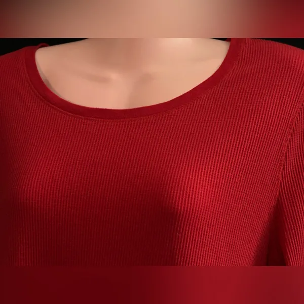 Old Navy Women’s Red Long Sleeve Ribbed Top SZ LG - Image 5