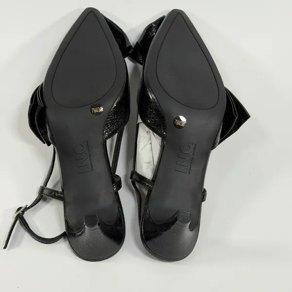 INC International Concepts Winnetp Black Crinkle Bow Slingback Kitten Heels 7.5M - Image 5