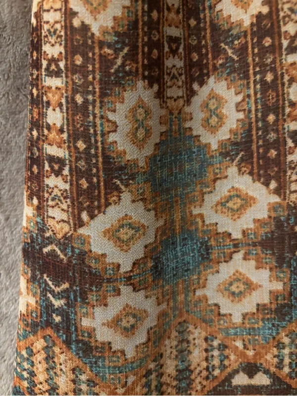 Lapis Geometric Pattern Midi Skirt Women’s Size L Brown and Teal - Image 7
