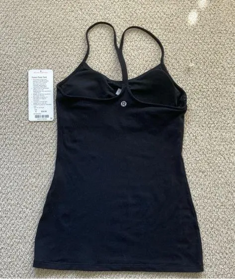 LULULEMON Power Pose Tank Top with Shelf Bra Black A/B Cup Luon Size 4 EUC - Image 9