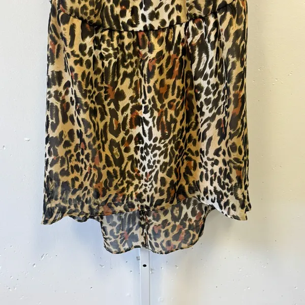Arden B Leopard Print High Low Dress Medium Strappy‎ Racerback Chiffon Brown - Image 4