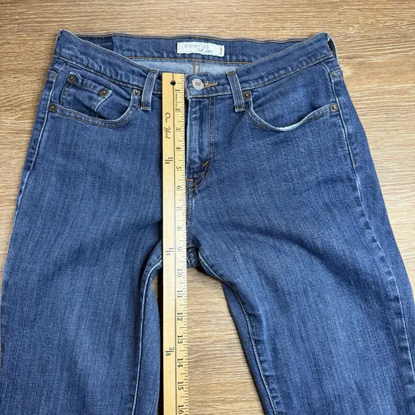 Levi's 505 Straight Leg Jeans Women's 8 Medium Blue Mid Rise Stretch Denim EUC - Image 7