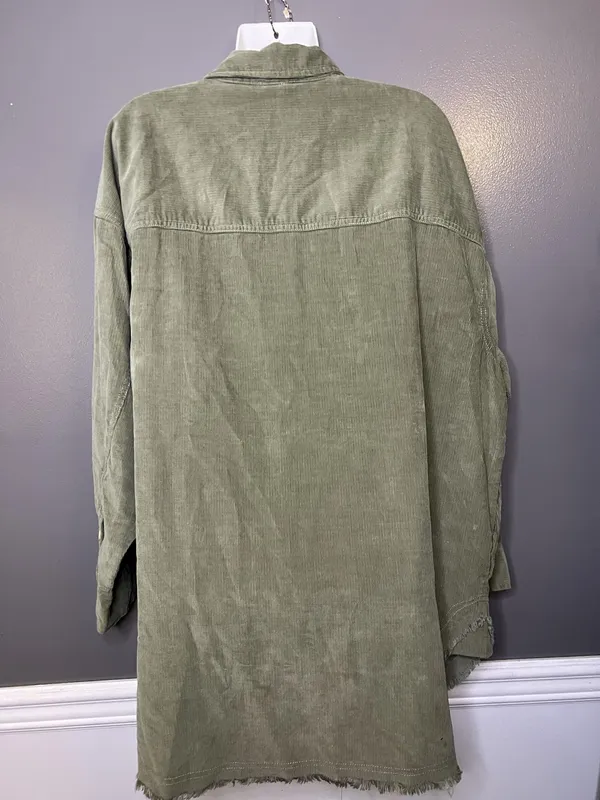 OFFLINE By Aerie Jacket Womens XL Green Corduroy 1/2 Zip Long Shacket Oversized - Image 5