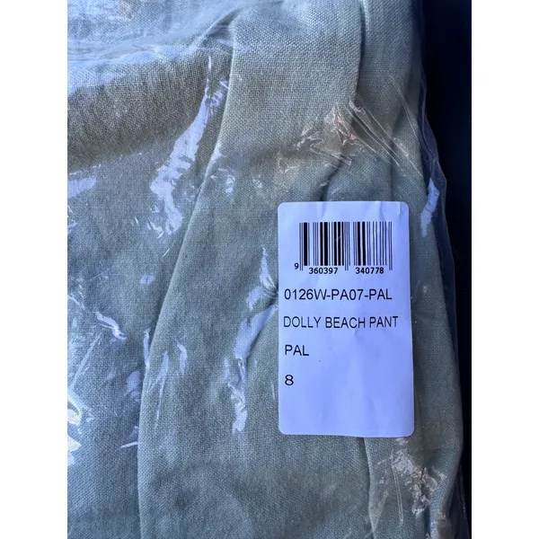Rhythm Dolly Beach‎ Pant Palm Sage Green Wide Leg Linen Blend Size 8 NEW - Image 4