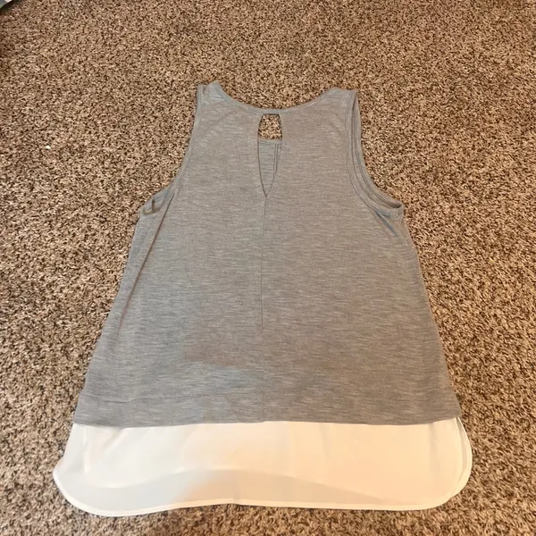 J.Crew Women's Gray Tank Top Sleeveless Blouse White Trim Casual‎ Summer Medium - Image 5
