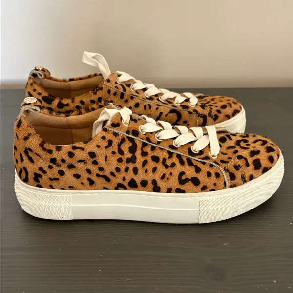 Jack Rogers Paige Platform Sneakers leopard print calf hair lace up Size 7‎ - Image 4