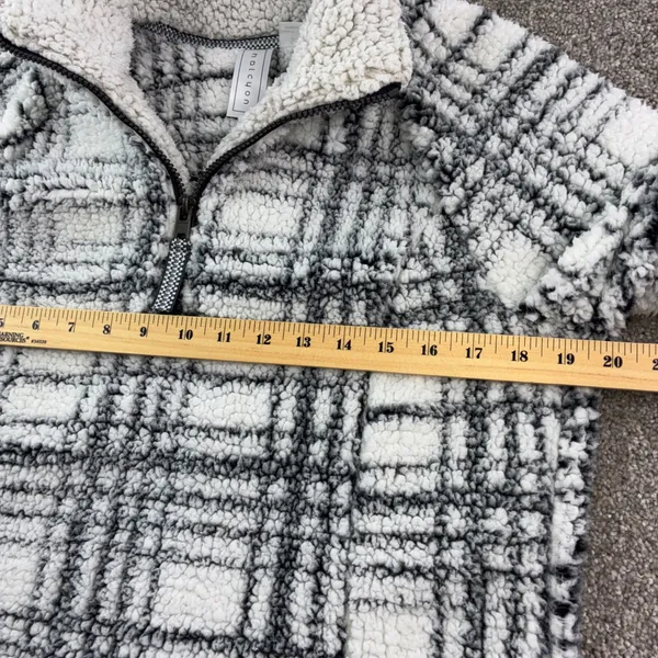 No Boundaries Womens Small Sherpa Pullover Fleece‎ Plaid Quarter Zip Gorpcore - Image 5