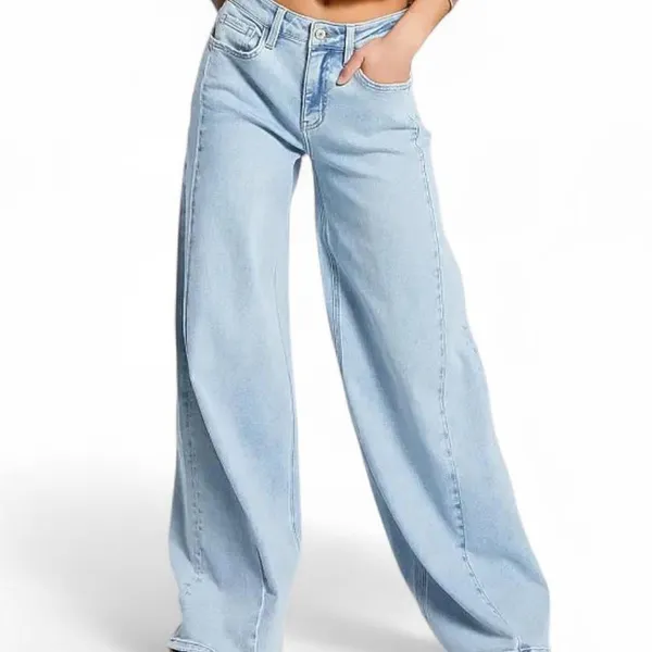 Vervet Light Blue Wide-Leg Super Flare Palazzo Jeans Side Seams - Image 2