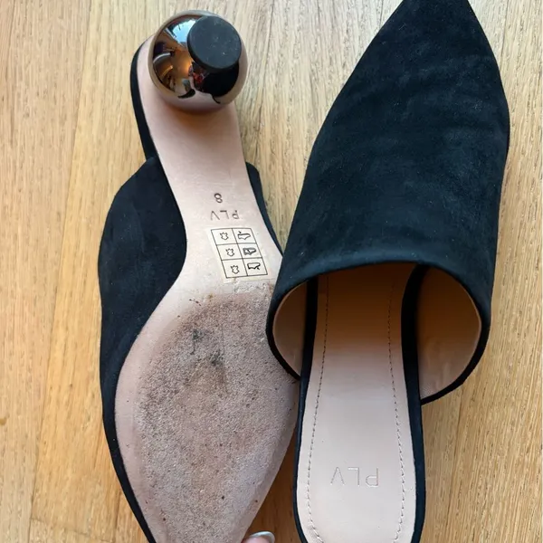Chic Black Mules with Spherical Heel Size 8 - Image 5