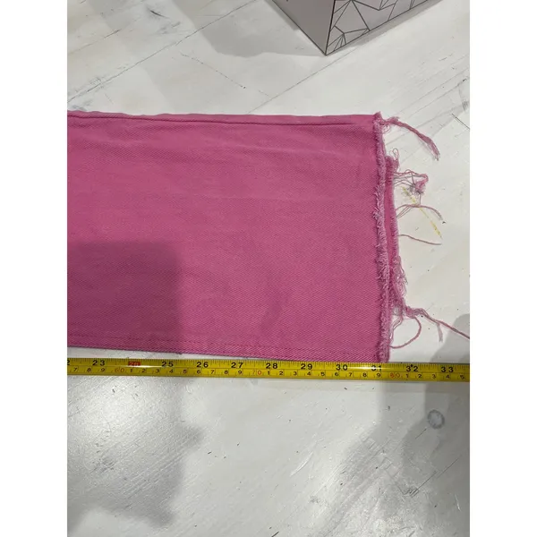 SHEIN Pink Wide Leg Jeans High Waist Frayed‎ Hem Raw Edge Size 25 Cotton - Image 3