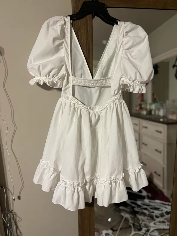 White Babydoll Mini Dress - Image 2