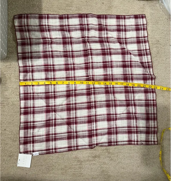 Kaxi Burgundy and White Plaid Hair Bandana Scarf - Image 5