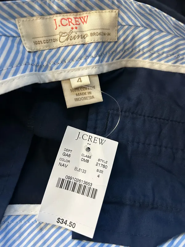 J. Crew Women's Navy Cotton Broken In City Fit Chino Shorts SZ 4 NWT - Image 7
