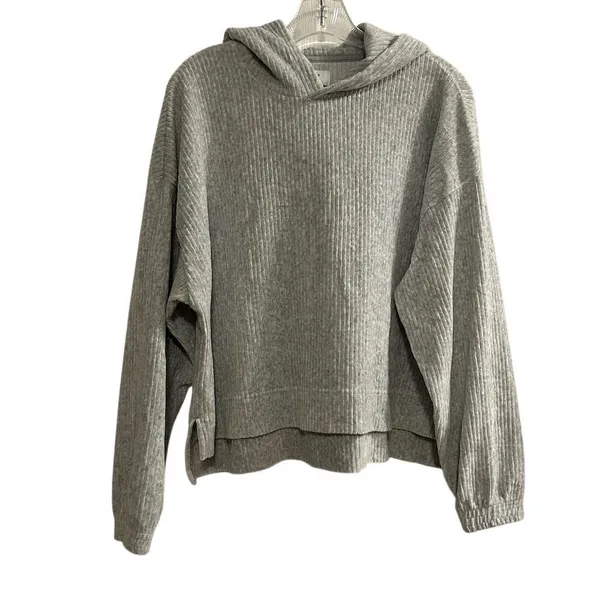Aerie Women's Gray Ribbed Hoodie Sweatshirt Size M Relaxed Fit‎ - Image 12