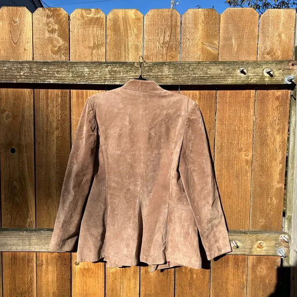 Vintage AMI Tan Suede Blazer Jacket size 16‎ fall winter aesthetic hipster warm - Image 8
