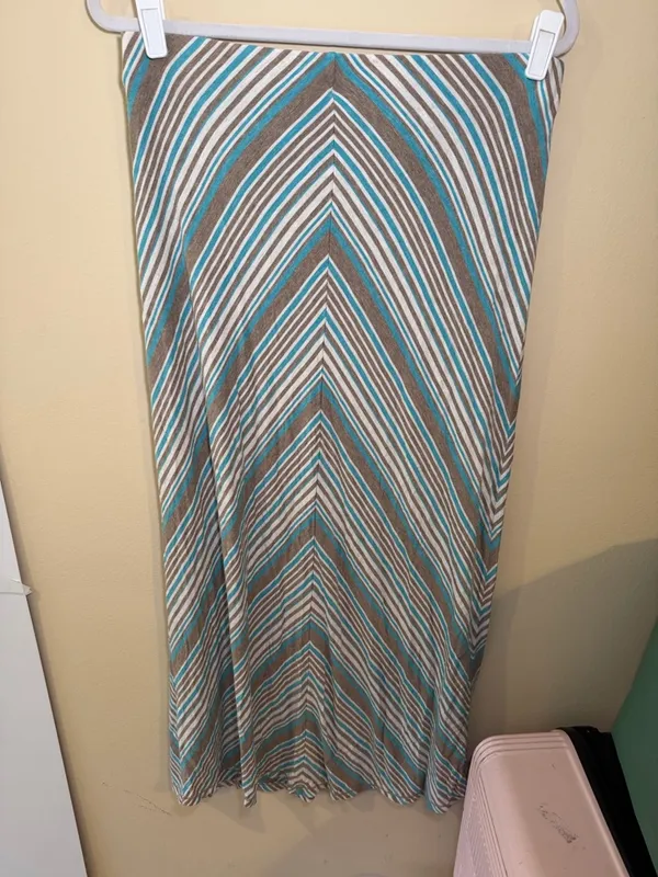 Max Edition Teal, Brown & White Chevron Maxi Skirt - Image 2