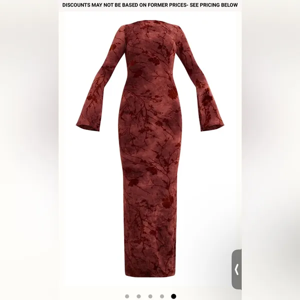 PrettyLittleThing Long Sleeve Floral Burnout Maxi Dress in Dusty Plum - Image 5