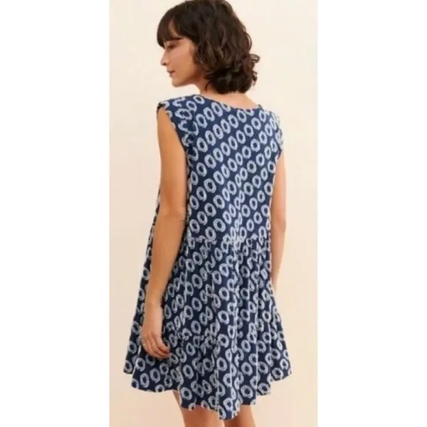 NWT!! Anthropologie MAEVE Lisanne Textured Tunic Tiered Dress Blue White X-Small - Image 7