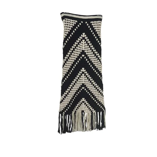 Zimmermann Chintz Crochet Fringed Chevron Striped Boho Beach Midi Skirt Size 0P - Image 3