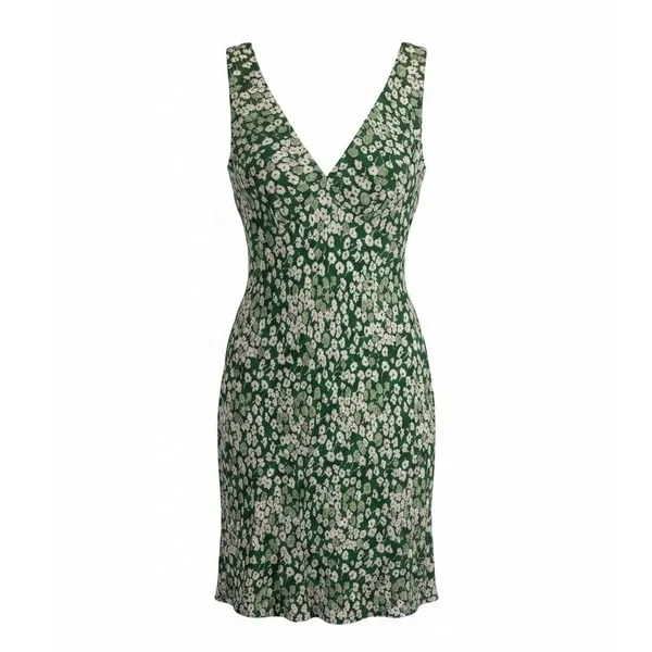 Reformation Green Floral Calix Dress Mento Summer Casual V Neck Sleeveless XS - Image 8