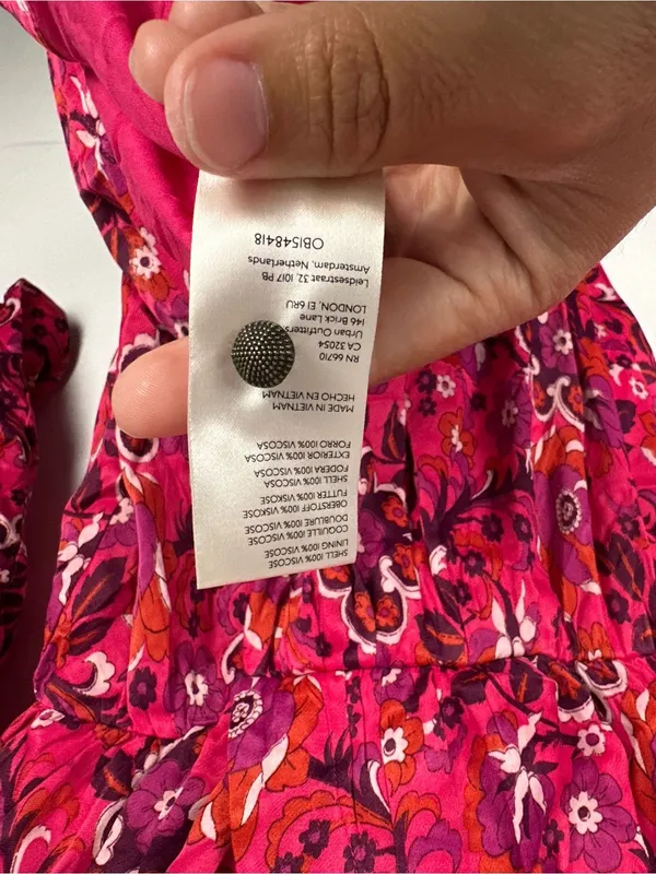 Anthropologie Maeve Pink Satin Floral Wrap Midi Dress Women’s Sz XS - Image 6