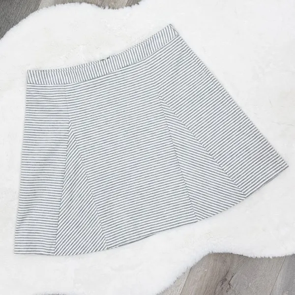 Michael Michael Kors Striped Knit Panel A-line‎ Skirt White Grey 4 - Image 13