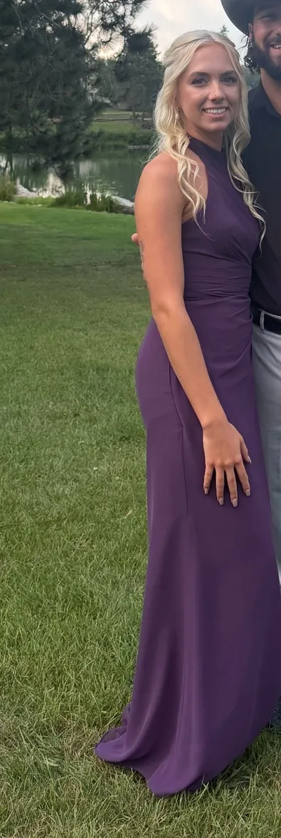 Azazie Bridesmaid Dress Chiffon Plum - Image 2