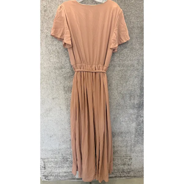 Baltic Born Maxi Dress Women XL Taupe Lydia Wrap Flutter Sleeve‎ Formal Wedding - Image 7