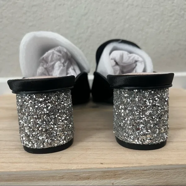 Chinese Laundry Black Glitter‎ Mara Satin Slip On Mules 6.5 - Image 5