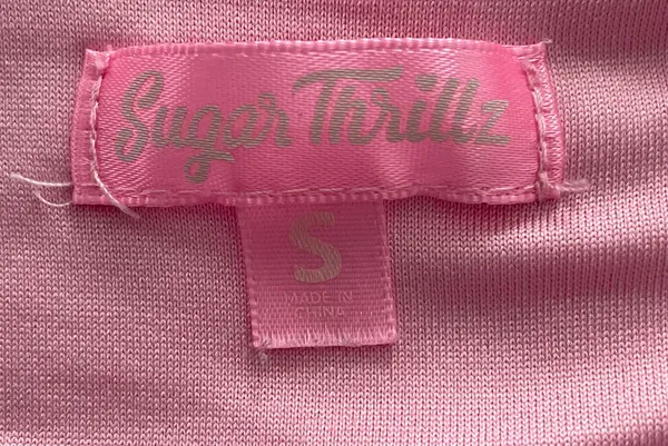 Dolls Kill Sugar Thrillz From Take A Bite Pink Strawberry Charm Flare Sleeve Crop Top, size S - Image 5