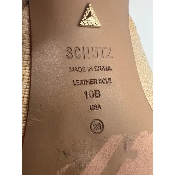 Schutz Lienne straw bow kitten heel tan sz 10‎ - Image 6