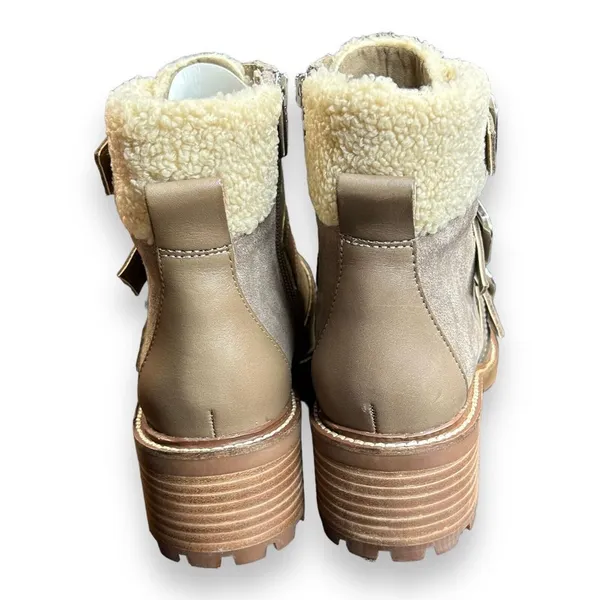 Vince Camuto Klerica Leather and Faux Fur Moto/Hiker Boot Taupe Size‎ 7M - Image 3
