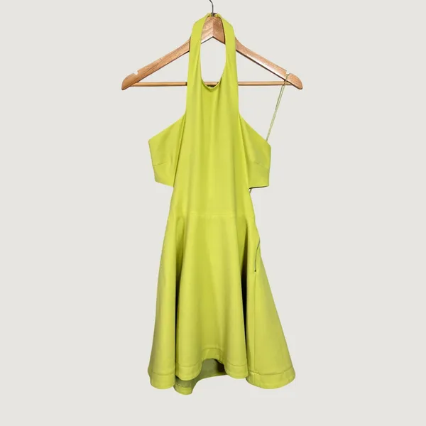 Elizabeth and James Womens Neon‎ Lime Green Halter Cutout Mini Dress Size 4 - Image 3