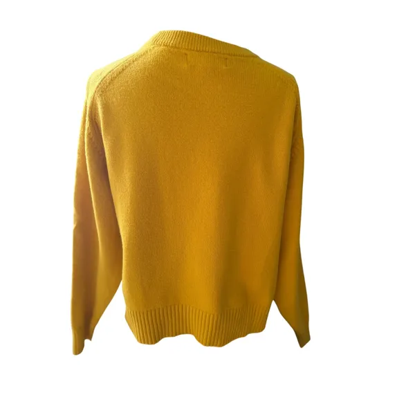 Banana Republic Mustard Yellow Sweater Small Cotton Wool Blend Cropped Crewneck - Image 5