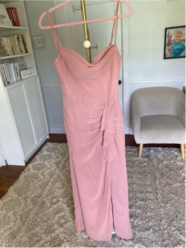 Azazie Kendall Kylie Maxi Dress Dusty Rose Formal Bridesmaid Satin Wedding Guest - Image 2