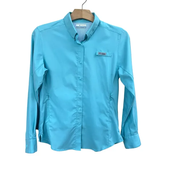 Columbia PFG Long Sleeve Button Down Small Blue - Image 2