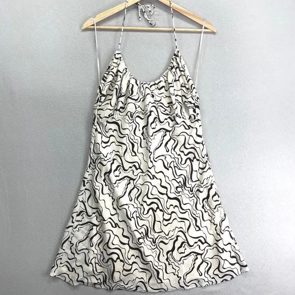 Abercrombie & Fitch Halter Dress Womens M Mini‎ Cream Brown Party Y2K Vacation - Image 2