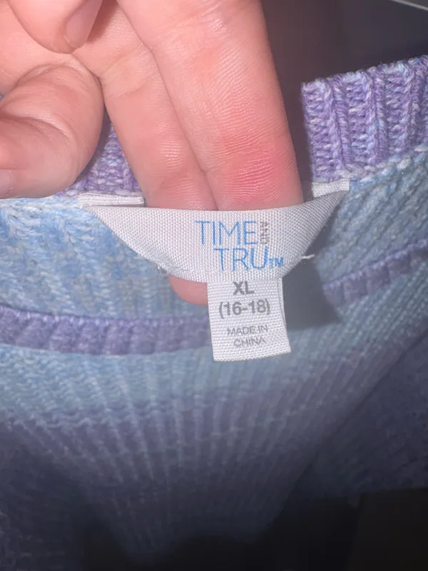 Striped Ombre Lavender & Light Blue Women’s Knit Sweater - Image 2