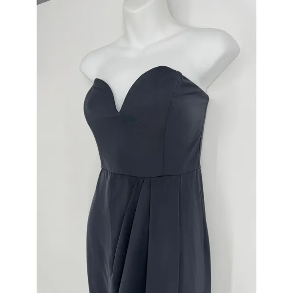 Shona Joy U Wire Bustier Draped Strapless Midi Dress Size 4 Gray Formal Wedding - Image 7