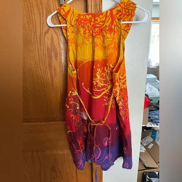 Alberto Makali Women’s L Colorful Beaded Tank Top Boho Floral Sleeveless Blouse - Image 2