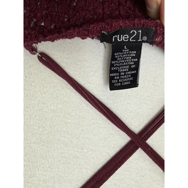 Vtg Rue 21‎ Babydoll Cami Tank Top Large Lace Y2K Boho Fairy Grunge Red - Image 5