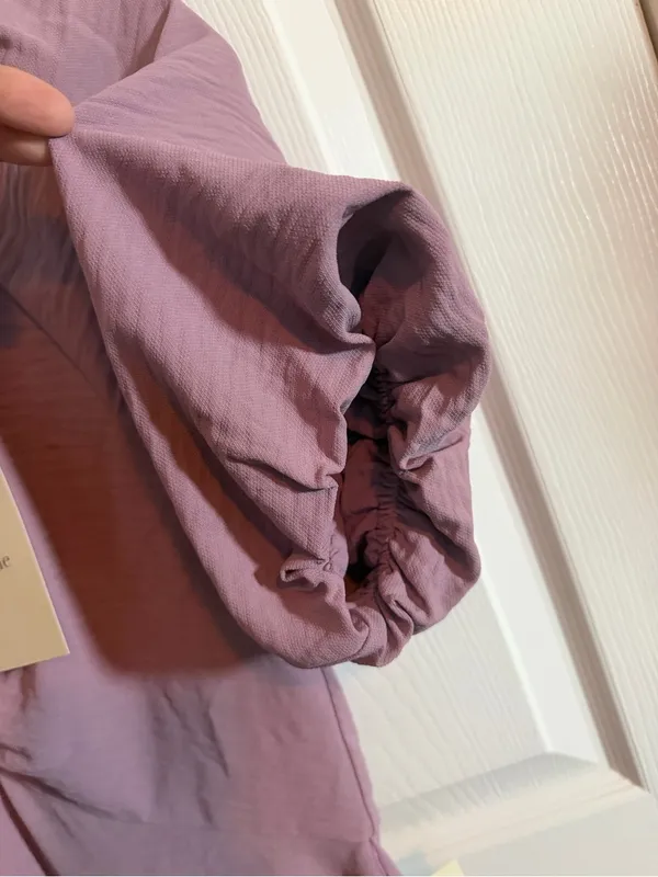 bohme Mauve V-Neck Puff Balloon Sleeve Midi Dress XS - Image 4