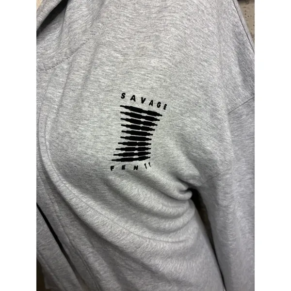 New Savage X Fenty‎ Gray Hoodie Robe Wrap Lounge Wear XS S - Image 2