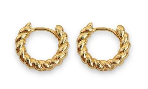 15mm Twist Small Gold Hoop Earrings for Women - Image 5