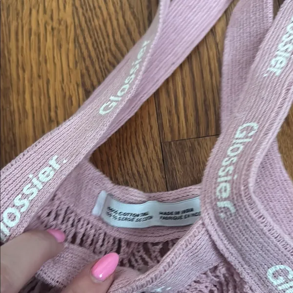 Glossier Dusty Pink Net Shopping Bag - Image 3